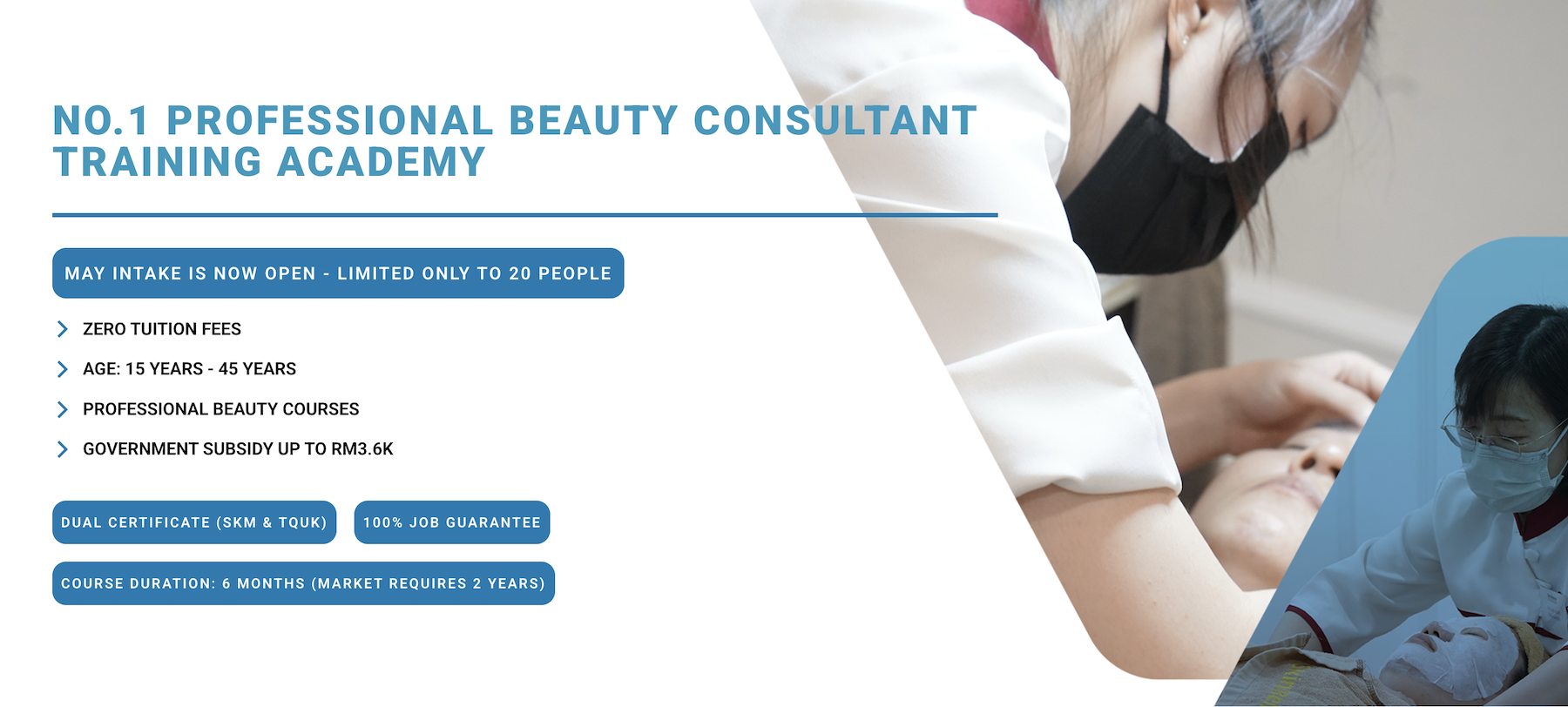 Skin renew academy is one of Malaysia beauty academy which provide professional beauty certificate included international TQUK cert and local SKM cert.