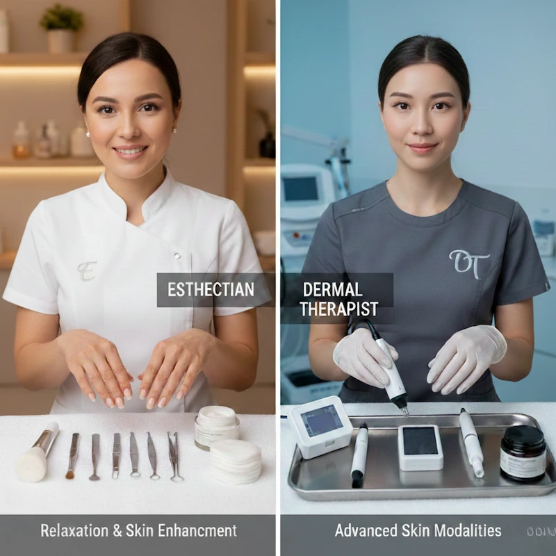 The diff of esthetician and dermal therapist