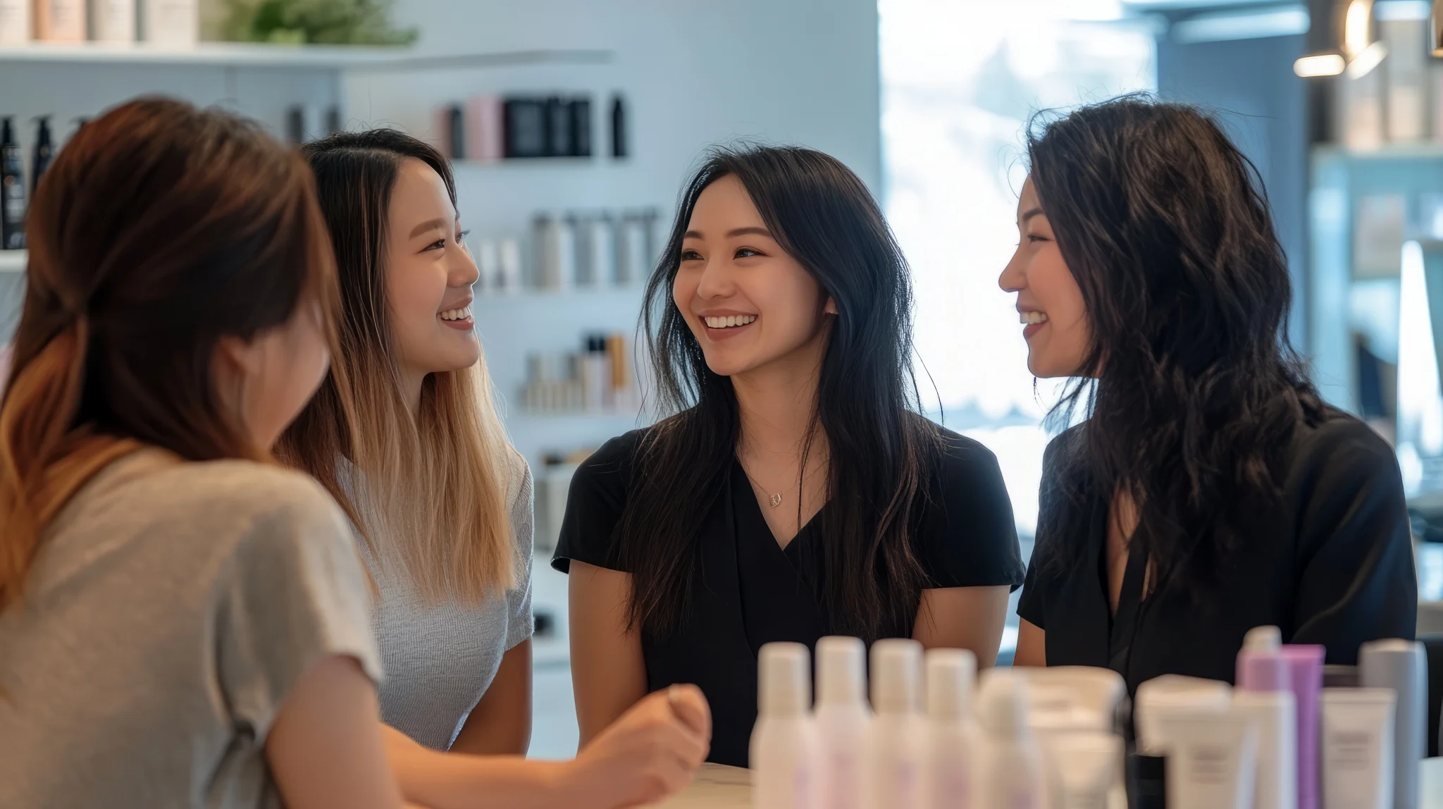 Skin renew academy beauty team smiling to creating warm, friendly and professional atmosphere.